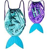 GirlZone Regalos para Niñas -Mochila Infantil para Niñas Cola de Sirena de GirlZone- Bolsa con Lentejuelas Reversibles…
